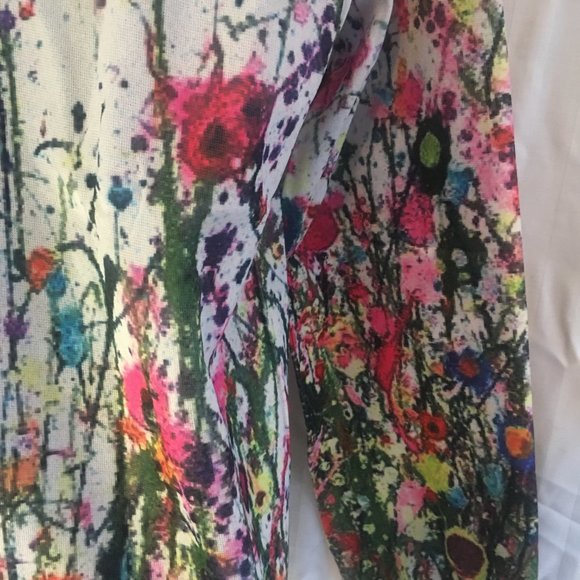 *HOST PICK* Misslook Pullover Top Womens Large Long Sleeve Blouse White Flower - Picture 16 of 16